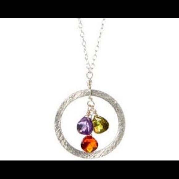 Amethyst Peridot And Citrine Silver Necklace 15$